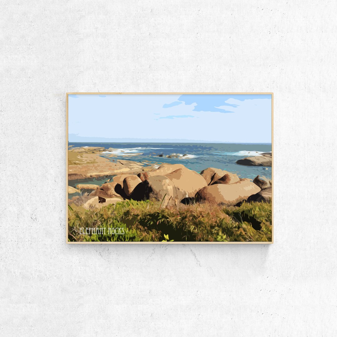 Elephant Rocks Posters Elephant Rocks Western Australia Vintage Poster, Landmark Australia ...