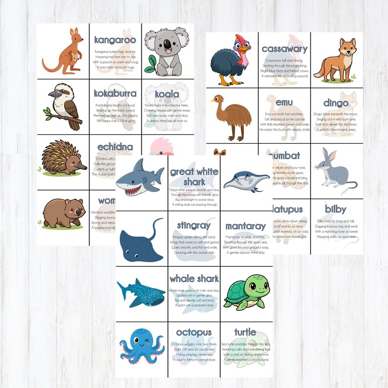 Australian Animals Memory Game for Kids (digital Download) - Etsy Australia