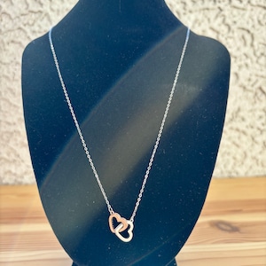 Double heart 925 Sterling Silver Necklace
