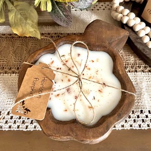 Pumpkin Carved Wood Dough Bowl Candle | Fall | Soy Blend Candles | Fall Decor | Home Decor | Gift