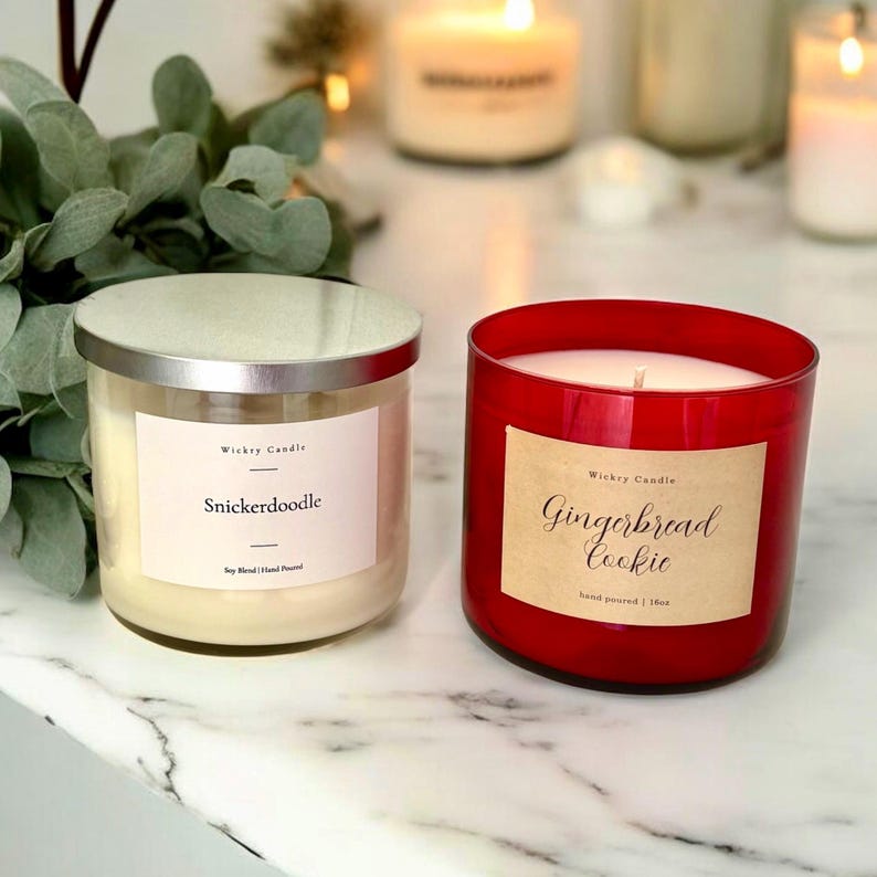 Christmas 3 Wick Candle | 16oz | Soy Blend | Holiday Scented Candles | Gift |Housewarming | Christmas Decor | Holiday Decor Gifts Red
