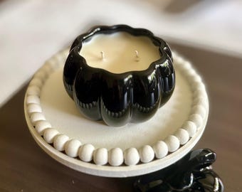 Black Ceramic Pumpkin Candle | 9oz | Soy Blend | Fall Decor | Home Decor | Gift | Halloween Decor | Housewarming