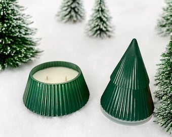 Glass Christmas Tree Candle | 2 Wick | 9oz | Soy Blend | Christmas Scent | Holiday Decor | Gift | Christmas Decor | Housewarming