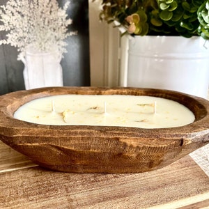 Wood Dough Bowl Candle | Soy Blend | 3 Wick | Home Decor | Fall | Christmas | Holiday Gift | Seasonal Decor | Hand Carved