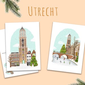 Cartes de Noël UTRECHT L'hiver à Utrecht, carte simple ou lot de 2