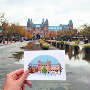 AMSTERDAM Cartes de Noël L'hiver à Amsterdam, simple ou ensemble de 2 cartes différentes image 3