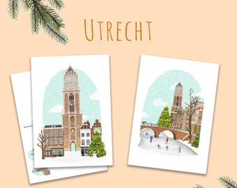 UTRECHT kerstkaarten Winter in Utrecht, los of set van 2 kaarten