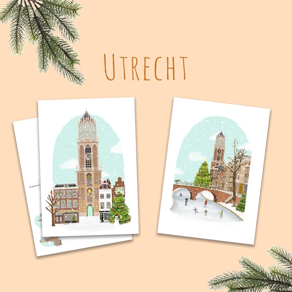 UTRECHT kerstkaarten Winter in Utrecht, los of set van 2 kaarten