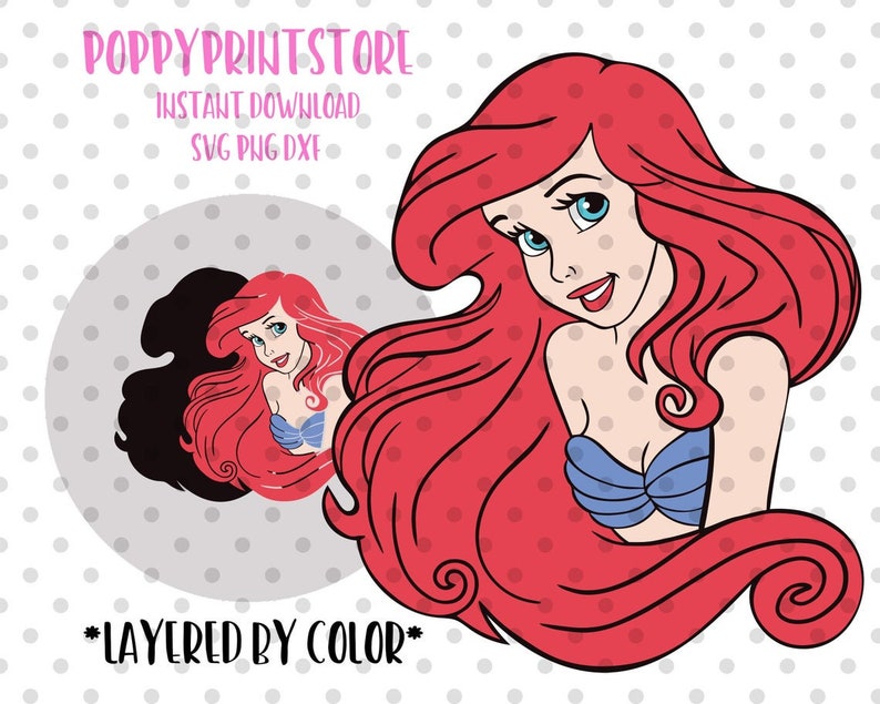 Download 3pcs LAYERED Ariel svg Ariel clipart Ariel Cut file little ...