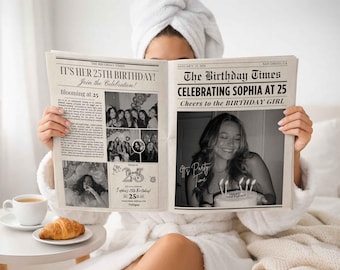 25th Birthday Newspaper Template | Custom Photo Party Decor (Digital Download)