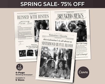 Editable Galentine's Day Newspaper Template – Canva Design (Digital Download)