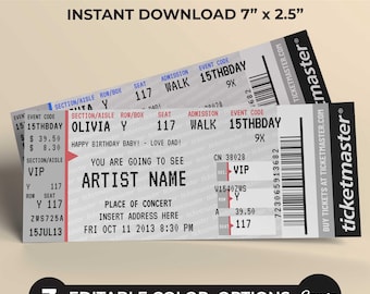 Custom Concert Ticket Template | Surprise Event Gift (Canva, PDF)