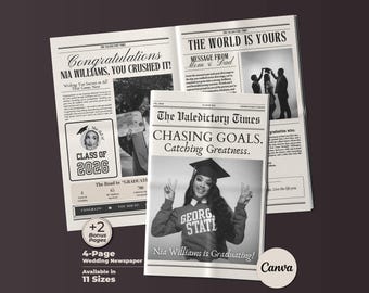Editable Graduation Newspaper Invitation Template, Senior Party Invitation (Digital Download)