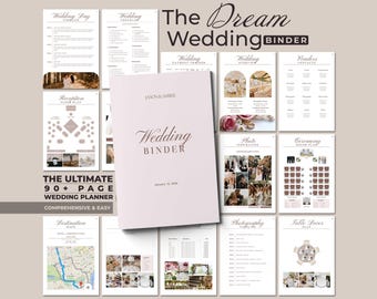 Wedding Planner Binder, 90+ Page Canva Template (Digital Download)