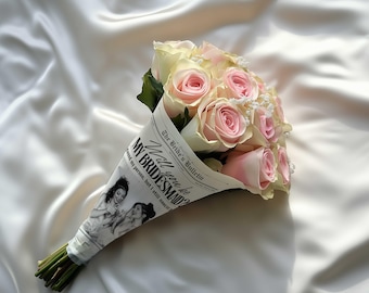 Newspaper Bridesmaid Proposal Bouquet, Editable Template (Digital Download)