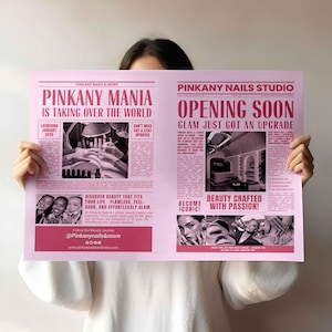 Canva Business Newspaper Template, Editable Large Newspaper Announcement, Custom Newspaper For Branding Photoshoot, Instant Download