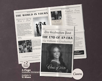 DIY Canva Graduation Newspaper Template, Editable Newspaper Graduate, Large Newspaper Template, Senior Graduation Newspaper For Photography
