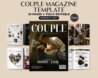 Couple Magazine Template, Personalized Anniversary Gift for Boyfriend or Girlfriend,  Custom Gifts for Him or Her, Canva Magazine Template