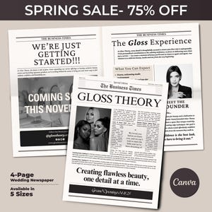 Canva Business Newspaper Template, Editable Large Newspaper Announcement, Custom Newspaper For Branding Photoshoot, Instant Download