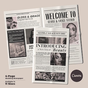Canva Business Newspaper Template, Editable Large Newspaper Announcement, Custom Newspaper For Branding Photoshoot, Instant Download