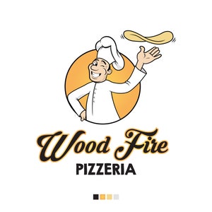 Pre-made logos, Chef logo, Food logo, Chef vector logo, Pizza Logo, Pizza Chef, Chef tossing Pizza, Pizza in air, Pizza vector chef logo