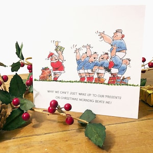 La file d'attente du Père Noël !     - une carte de Noël rugby
