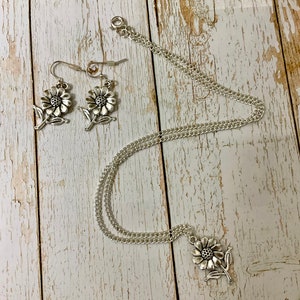 Silver sunflower jewelry