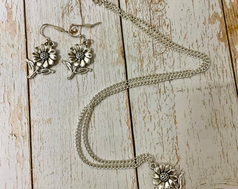 Silver sunflower jewelry