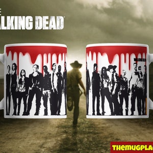 The Walking Dead Mug Gift - Blood Dripping Efect! - Unique design with 15 characters and blood debording effect