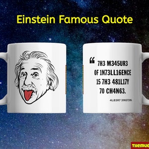 Einstein Famous Quote Mug - Popular Quote by Albert Einstein - &quot;Encrypted&quot; Text!
