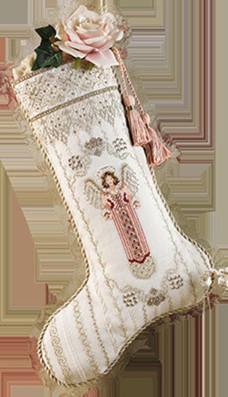 ANGEL CHRISTMAS STOCKING Counted Cross Stitch Embroidery Kit Etsy