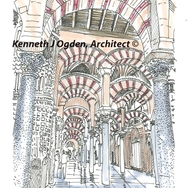 S-11 Mezquita, Cordoba, Spain, Set of 8 notecards with envelopes