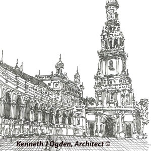 S-1 Plaza De Espana, Sevilla, Spanje Set van 8 notecards en enveloppen