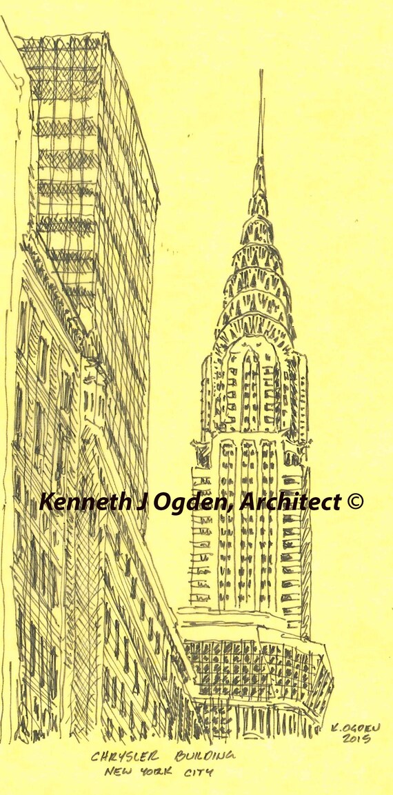Usa 1 Chrysler Building New York City Set Of 8 Notecards Etsy