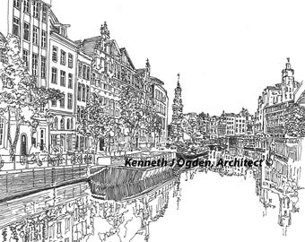 N-3 Amsterdam Canal, 8 notecards with envelopes