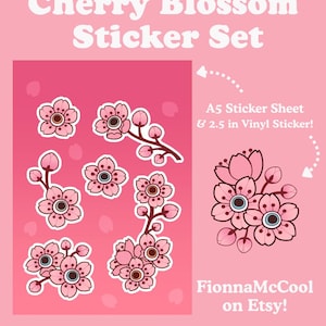 Pink Cherry Blossom Sakura Sticker Set
