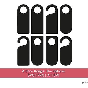 Door Hanger SVG Bundle | Door Knob Hanger Template | Laser Cut File | Doorknob Hanging Sign EPS AI png | Commercial Use | Cricut Silhouette