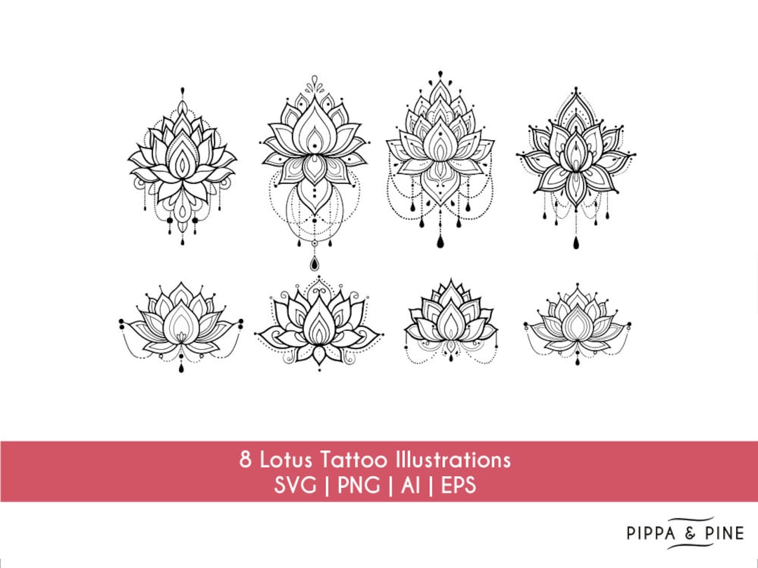 Lotus SVG Bundle | Lotus Mandala SVG Eps Ai Pn | Lotus Flower Boho ...