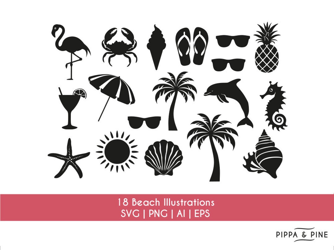 Beach Themed Summer Holiday Bundle | Hand Drawn Palm Tree PNG SVG EPS ...
