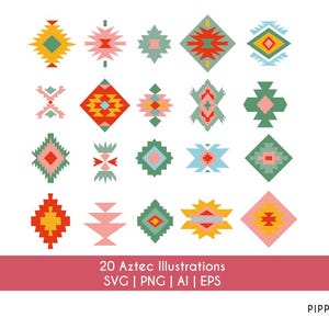 Azteken SVG Bundle | Southwestern Elements Tribal Muster | Western SVG | Aztec Elements Cut Datei | ai eps png | Schnittdatei Cricut & Silhouette