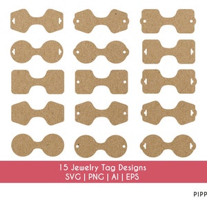 Paquete de tarjetas de exhibición de collares SVG / Etiquetas de joyería SVG AI Eps Png / Tarjetas de exhibición de pulseras / Tarjetas de exhibición de collares plegables / 15 diseños