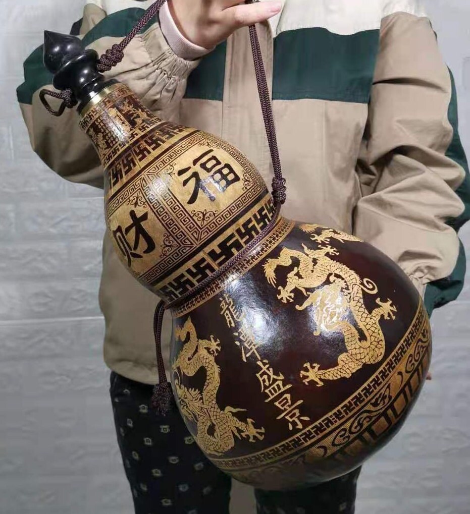 手作りの中国龍瓢箪瓶：風水アート彫刻 - Etsy 日本