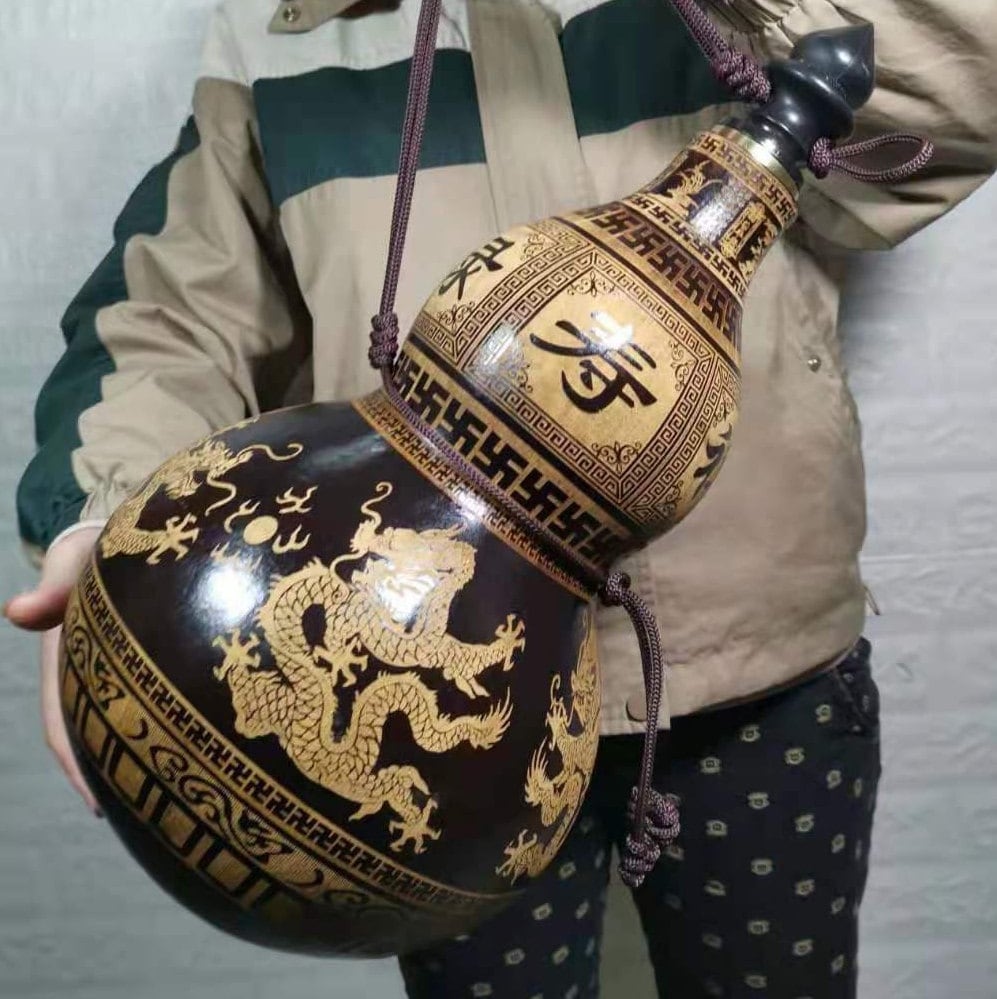 手作りの中国龍瓢箪瓶：風水アート彫刻 - Etsy 日本