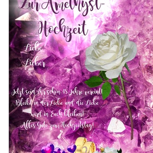 Glückwunsch-Karte zur Amethyst - Hochzeit, 48. Hochzeitstag