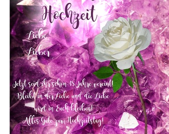 Amethyst wedding congratulations card, 48th wedding anniversary