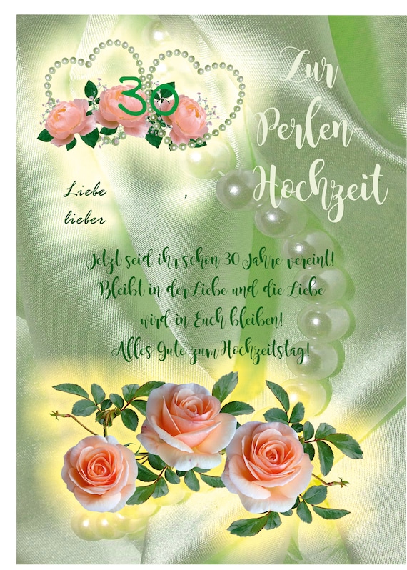 Hochzeitskarte Zum 30. Jahrestag – Mit Metall-Token, 14,8x14,8 Cm, Bären-Motiv