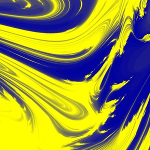 May include: Abstract digital art with swirling yellow and blue lines. The lines create a dynamic and energetic pattern.