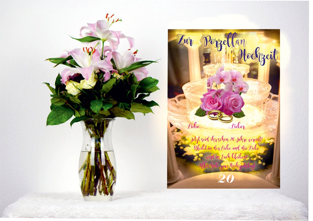 Glückwünsche Zur Porzellan Hochzeit 20. Hochzeitstag Zum Etsy