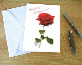 Card Birthday Birthday Card Flower Rose Greeting Card Personalized Gift Happy Birthday Congratulations All the best Good luck