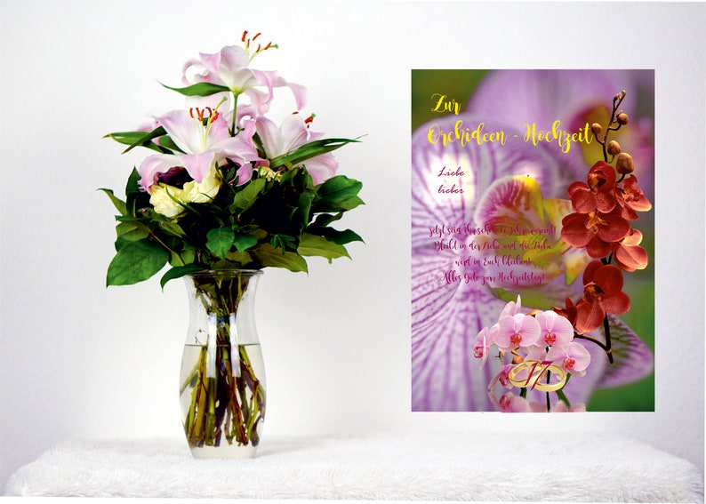Glückwünsche, Karte Hochzeitstag Orchideen Hochzeit, 17. Hochzeitstag